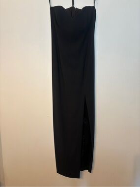 Vintage En Francis by Huey Waltzer Elegant Black Strapless Gown with Side Slit